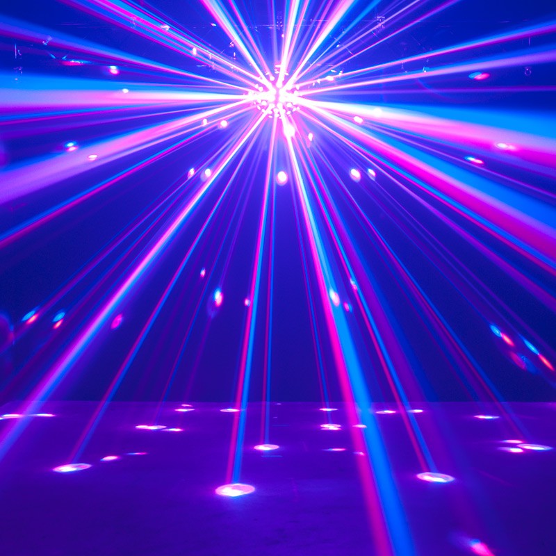 AMERICAN DJ STARBURST SFERA 5 LED RGBVY+UV 34 RAGGI MULTICOLORE 2