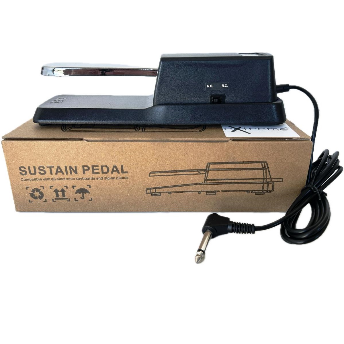 EXTREME TB100 PEDALE SUSTAIN TIPO PIANO CON INVERSIONE DI POLARITA’ E CAVO 3