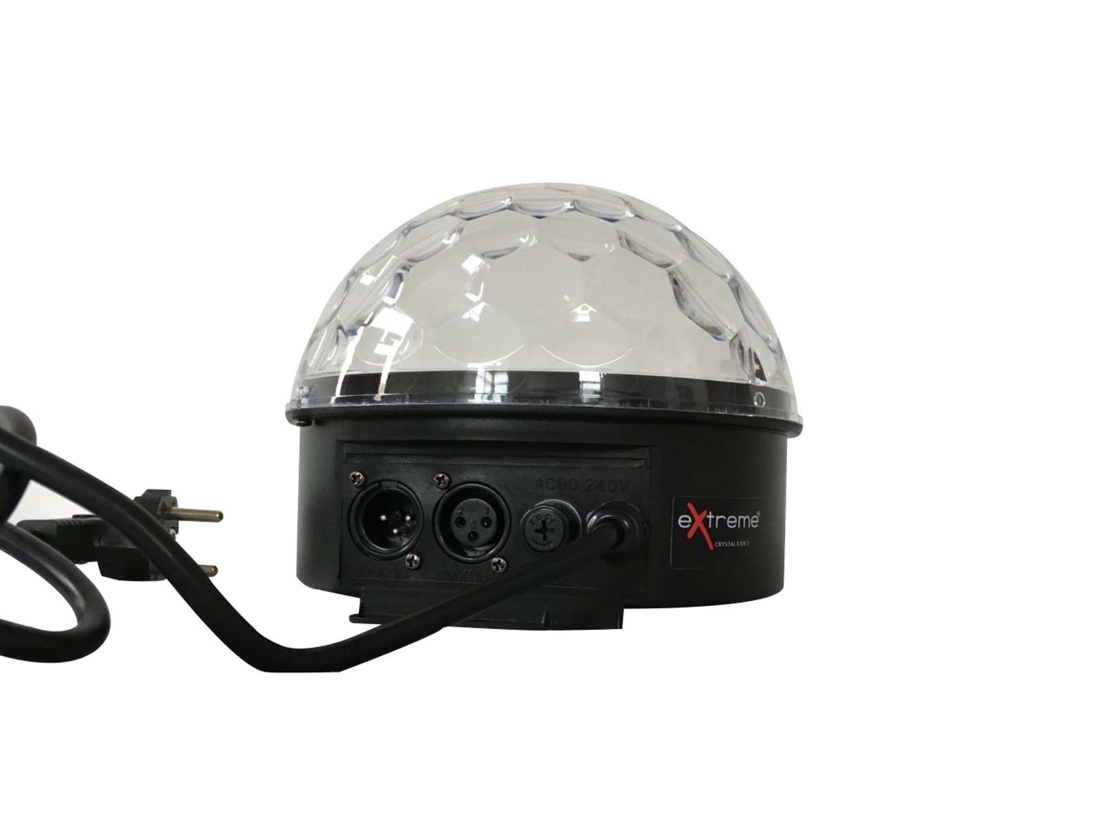 EXTREME CRYSTAL 6SIX3 EFFETTO LUCE LED MAGIC BALL MEZZA SFERA 6 LED RGBAYW DA 3W DISPLAY DIGITALE CONTROLLO AUTOMATICO SOUND DMX_1