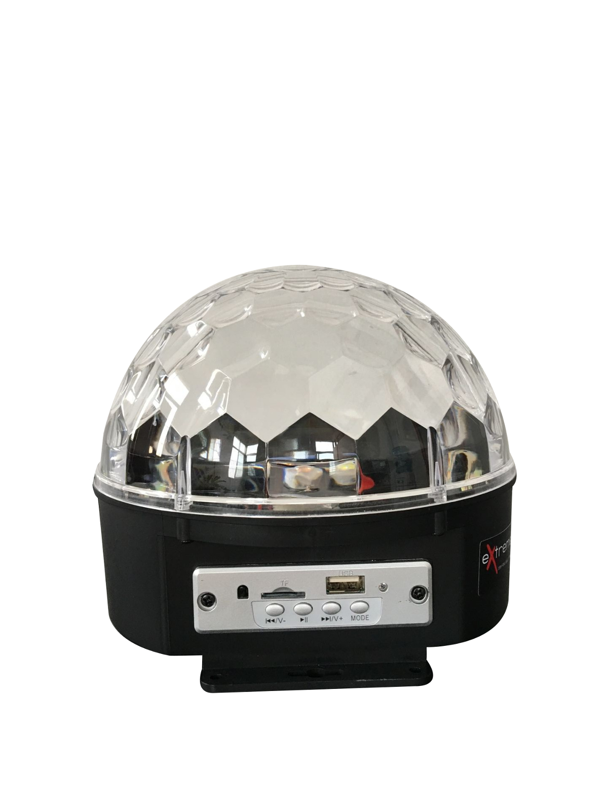 EXTREME CRYSTAL BALL 91-MP3 EFFETTO LUCE LED MAGIC 9x1W RGBYWVOPwW MEZZA SFERA BLUETOOTH MINI-SD+USB TELECOMANDO REMOTE AUTO SOUND ACTIVE_3