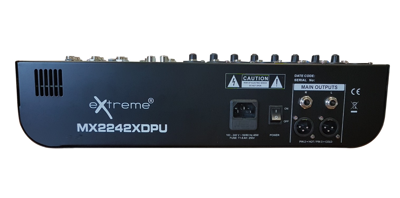 EXTREME MX2242XD MIXER 12 CANALI PER LIVE PHANTOM POWER +48V OUT XLR + EFFETTI + PLAYER MP3 USB 5