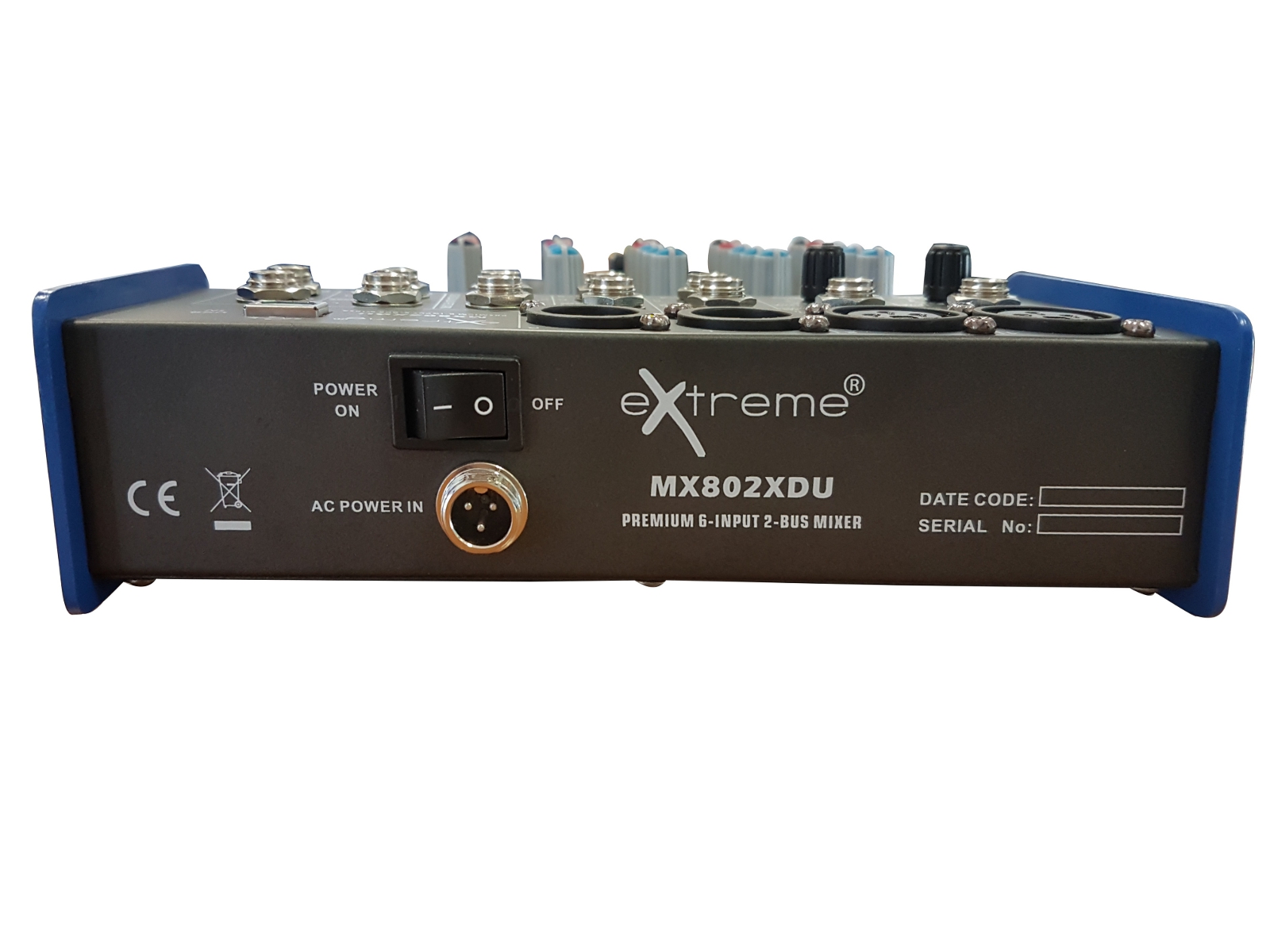 EXTREME MX802XDU MIXER 4 CANALI COMPATTO PER LIVE PHANTOM POWER +48V OUT XLR + EFFETTI DSP + USB 1