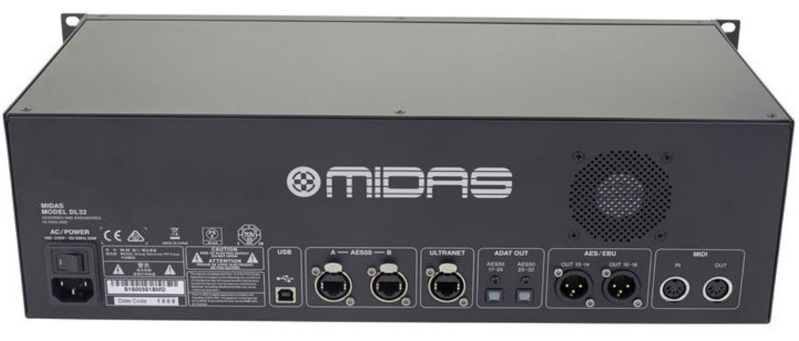 MIDAS DL32 STAGE BOX DIGITALE PER SERIE M32 CON 32 PREAMPLIFICATORI MICROFONICI 16 USCITE XLR OUT 1