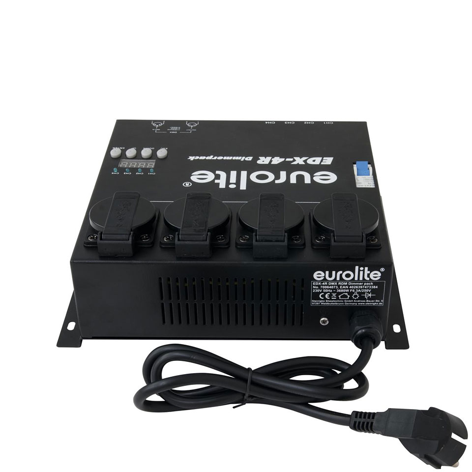 EUROLITE EDX-4R DIMMER PACK DMX 4 CANALI 3680 WATT 16A + 4 PRESE SCHUKO 2