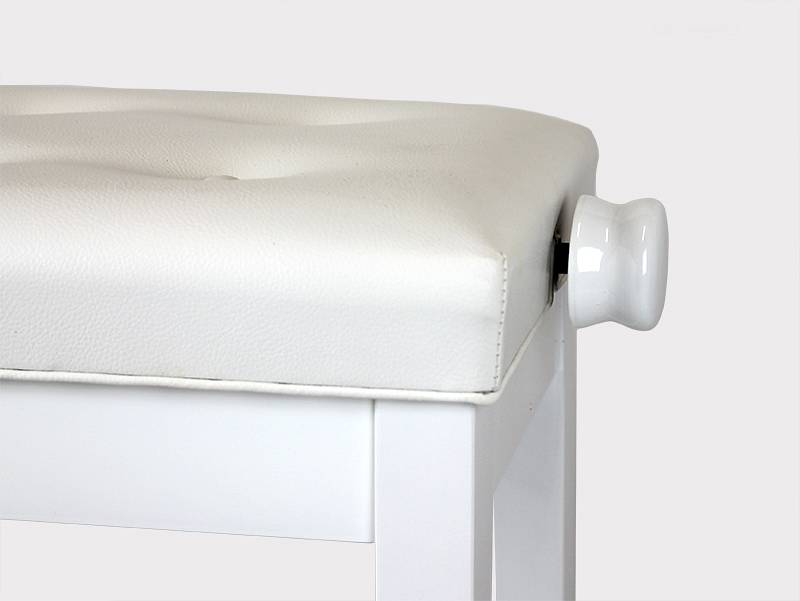 EXTREME 102 17 WH WHITE PIANO BENCH PANCHETTA PER PIANOFORTE TRAPUNTATA IN LEGNO REGOLABILE IN ALTEZZA COLORE BIANCO 1