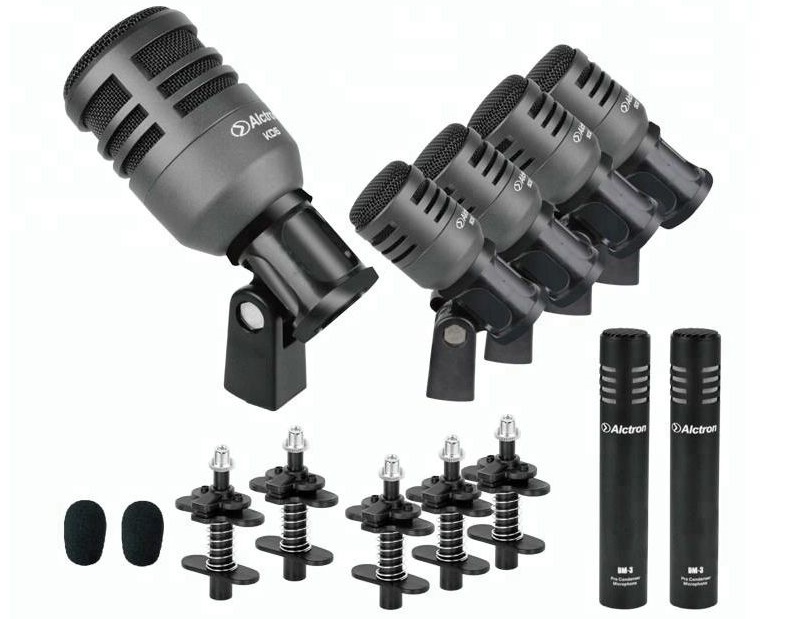 ALCTRON T8700 KIT 7 MICROFONI PER BATTERIA DRUMSET E CUSTODIA MICROFONO CASSA RULLANTE TOM PIATTI 10