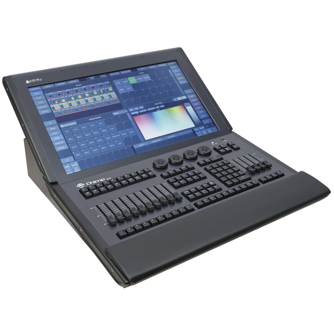 INFINITY CHIMP 300 G2 CONTROLLER DMX 4 UNIVERSI 2048 CANALI DISPLAY TOUCH 22 FHD 2