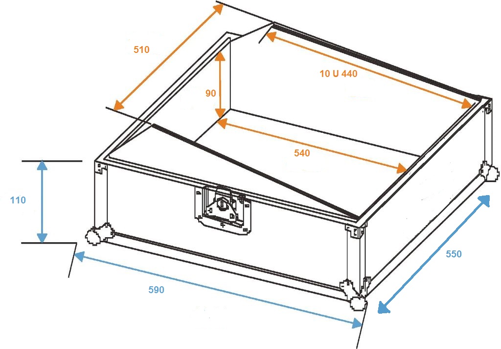 COBRA FC114 FLIGHT CASE PER MIXER CON INSTALLAZIONE RACK 19 10U E PIANO INCLINATO 3