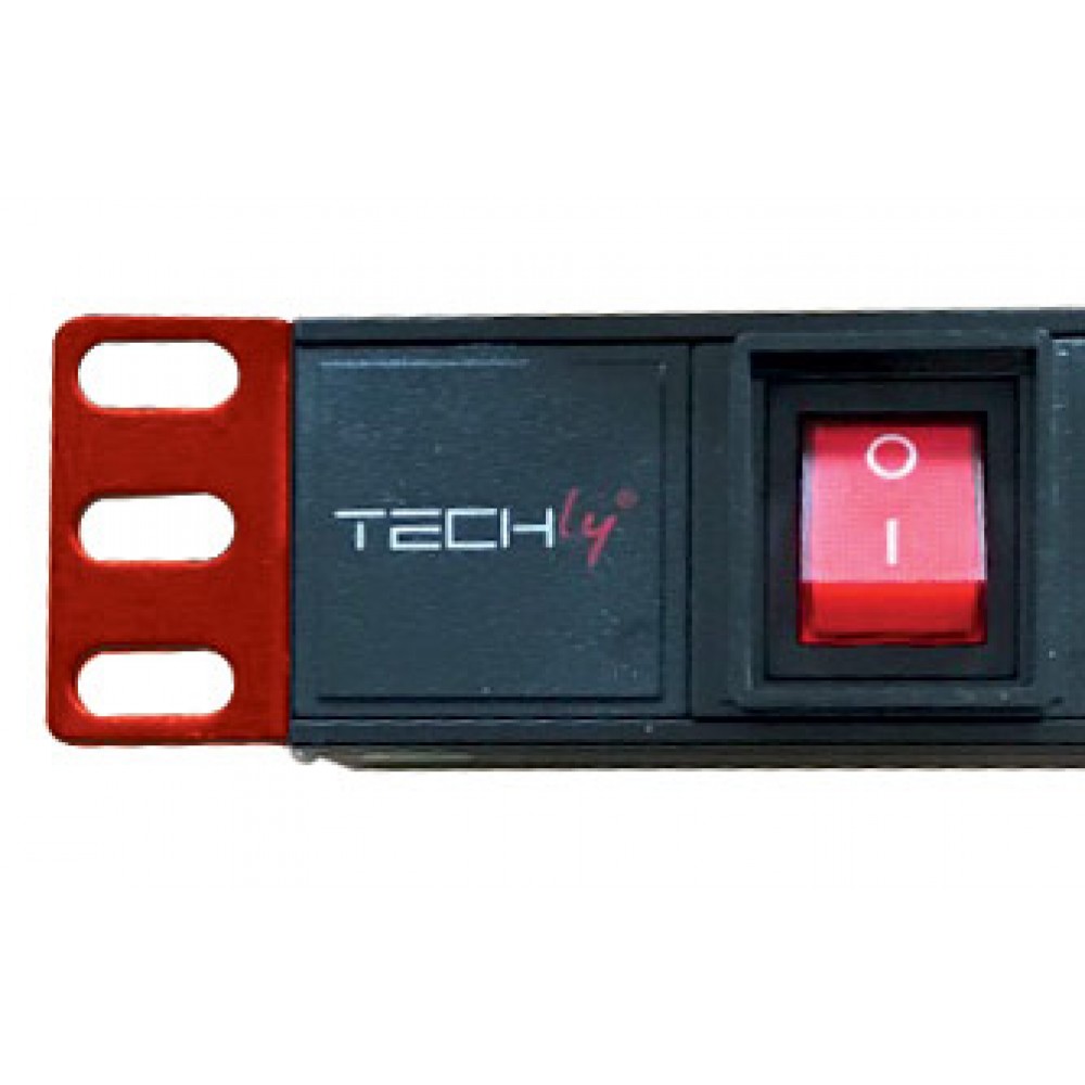 TECHLY I-CASE STRIP-81U MULTIPRESA DA 1U RACK 8 PRESE UNEL PULSANTE LUMINOSO CON COVER E CAVO 2 MT 2