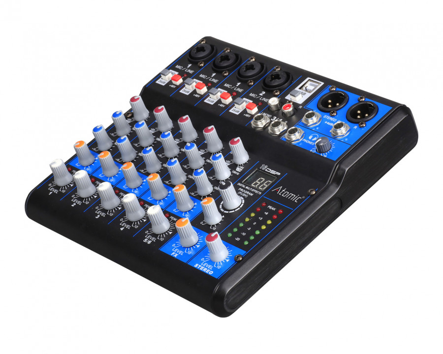 ATOMIC4DJ MIX-S 401 MIXER 4 CANALI MONO 1 STEREO 99 EFFETTI 16BIT USB PHANTOM 48V 1