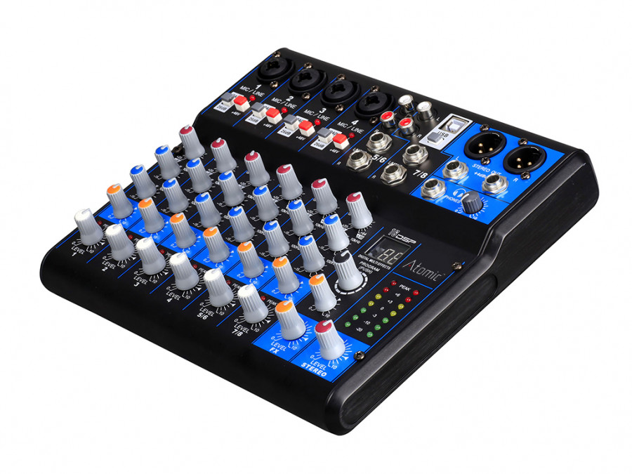 ATOMIC4DJ MIX-S 402 MIXER 4 CANALI MONO 2 STEREO 99 EFFETTI 16BIT USB PHANTOM 48V 1