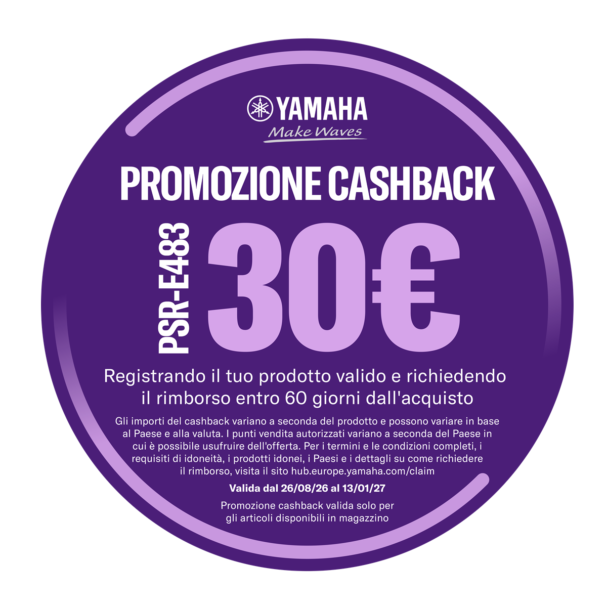 Yamaha PSR-E483 Cashback Suonostore