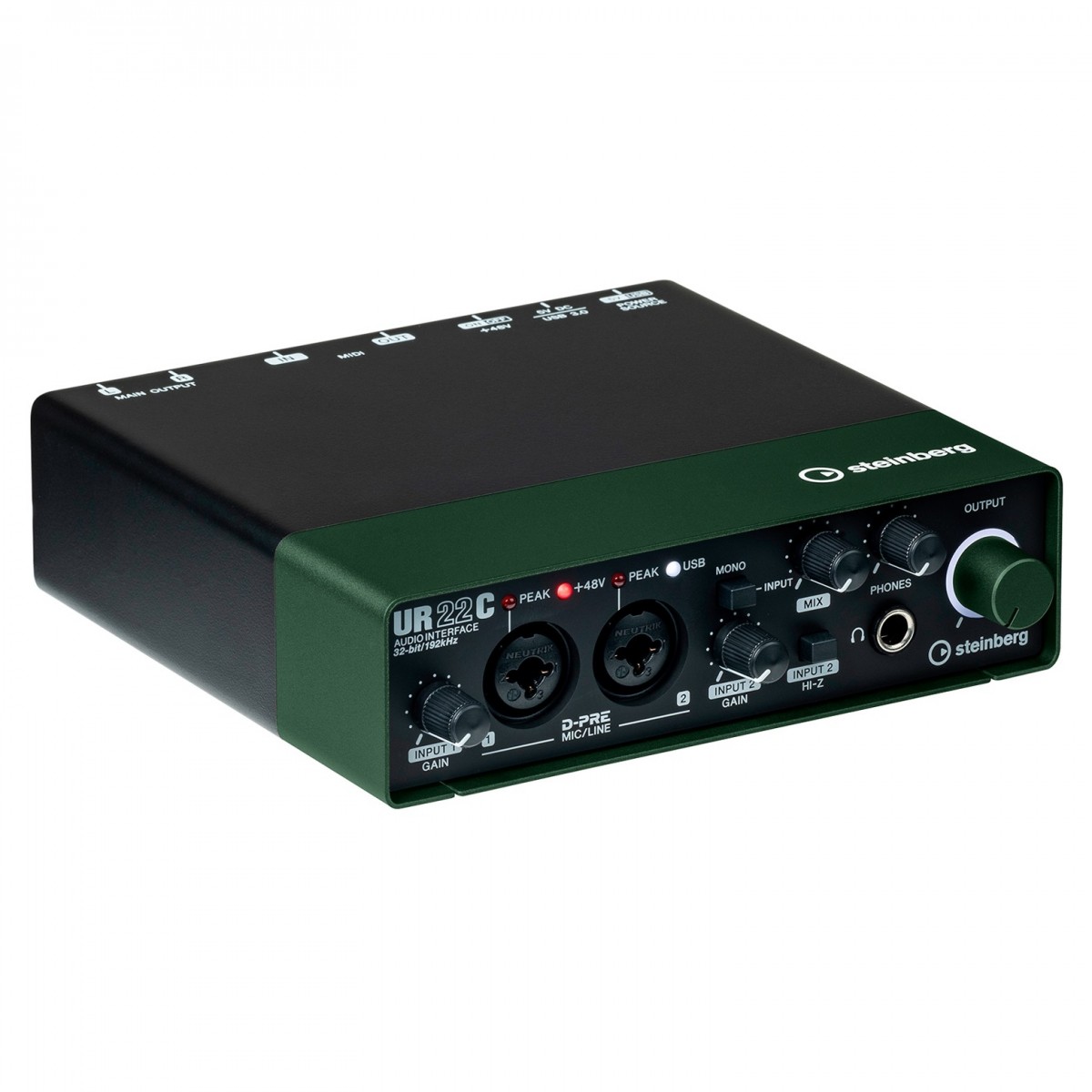 STEINBERG UR22C GREEN INTERFACCIA AUDIO USB 3.0 MIDI 2 CANALI CON D-PRE 24BIT 192Khz COLORE VERDE 2