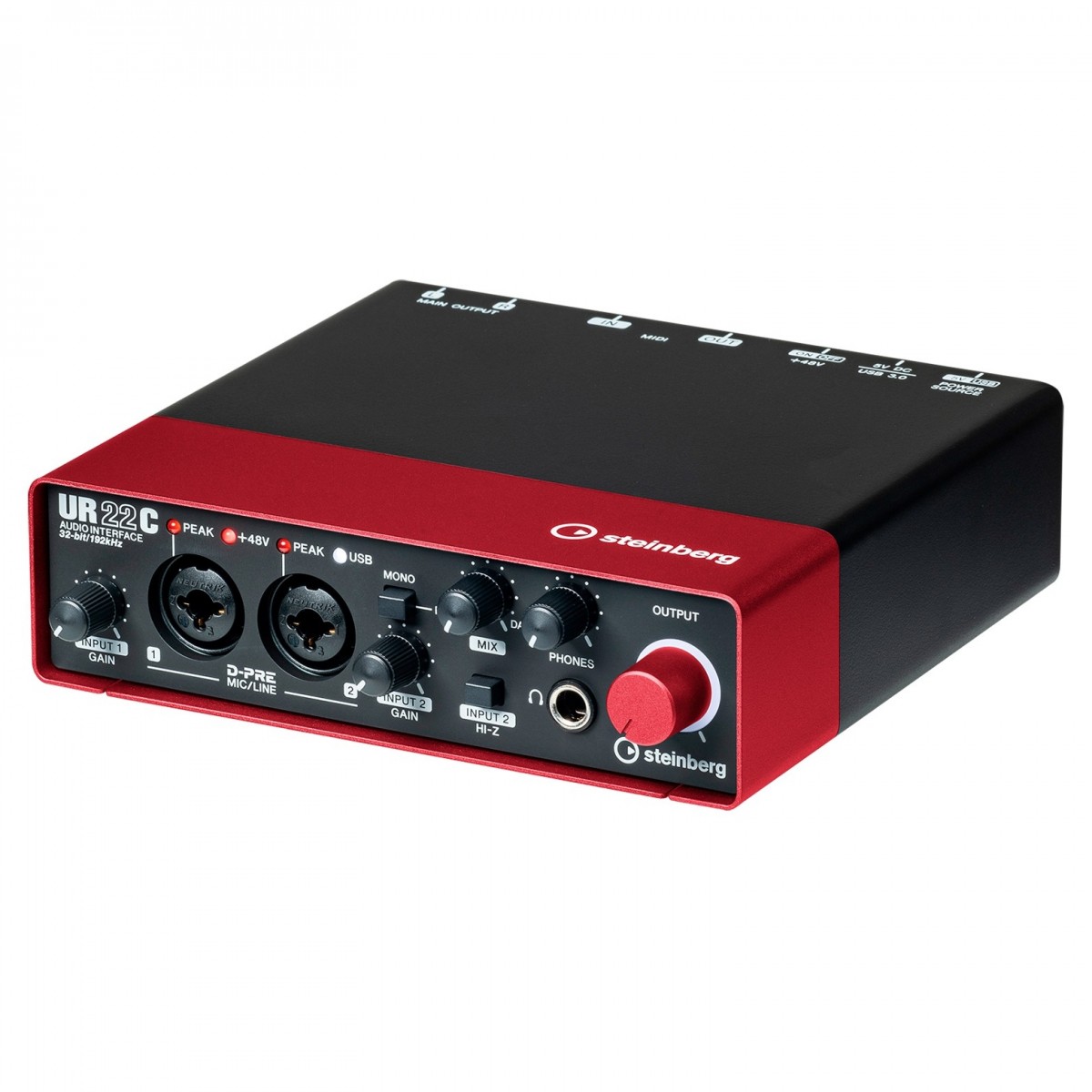 STEINBERG UR22C RED INTERFACCIA AUDIO USB 3.0 MIDI 2 CANALI CON D-PRE 24BIT 192Khz COLORE ROSSO 1