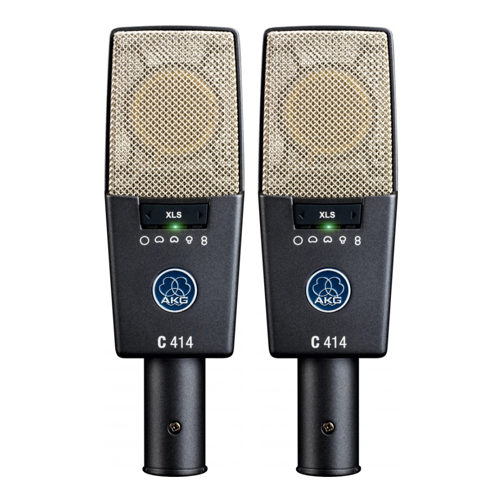 AKG C414XLS MATCHED PAIR STEREO SET COPPIA DI MICROFONI A CONDENSATORE MULTIPOLARI DA STUDIO PER VOCE E STRUMENTI 1