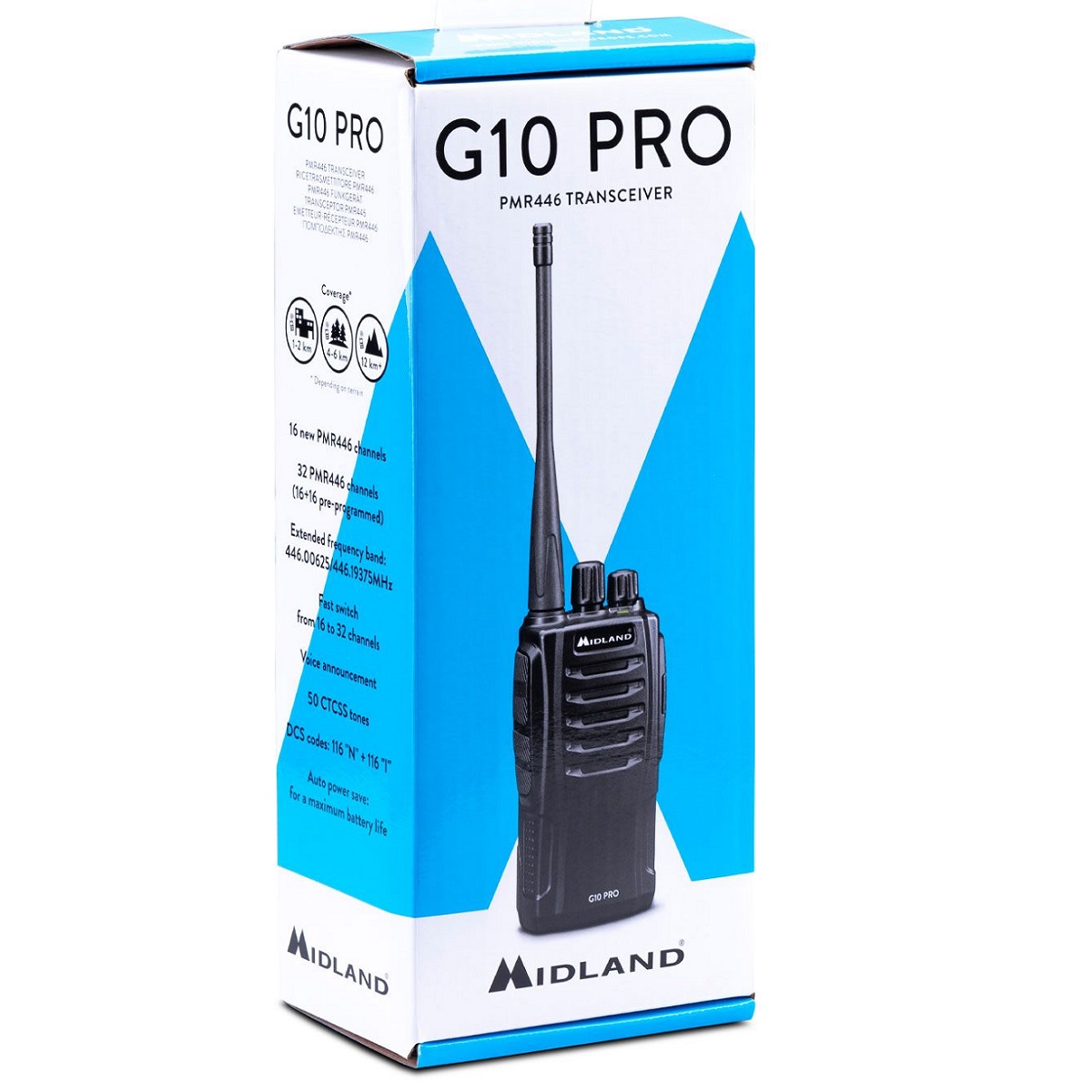 MIDLAND G10 PRO WALKIE TALKIE C1107.04 RICETRASMITTENTE CLIP CARICATORE E ADATTATORE 2