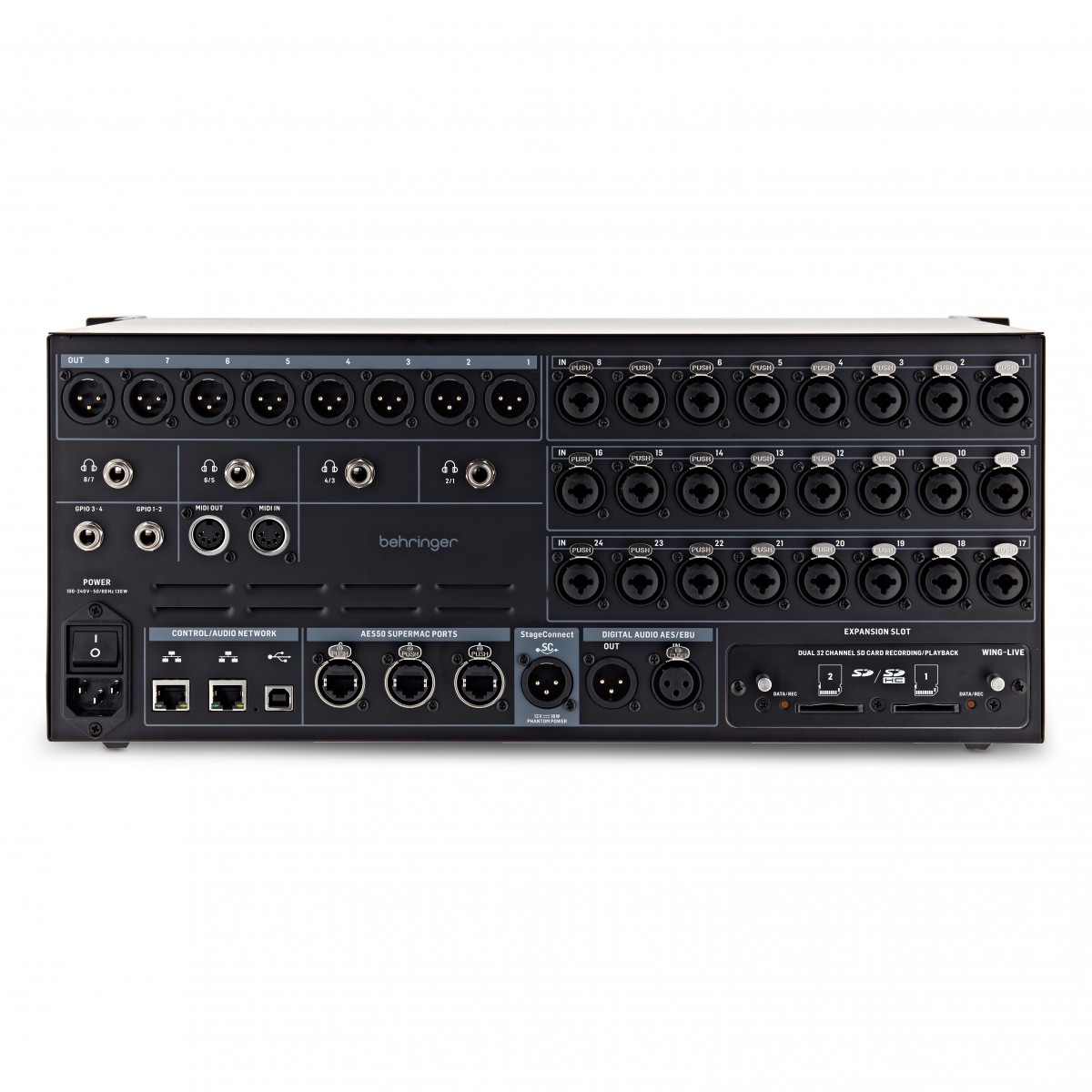 BEHRINGER WING RACK MIXER DIGITALE 24 PREAMPLIFICATORI MIDAS PRO E 3 KLARK TEKNIK SUPERMAC AES50 28 BUS 6