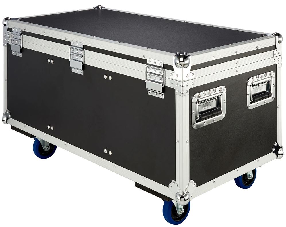 FLYHT PRO CABLE CASE 98x40x48 FLIGHT CASE 4 MANIGLIE 2 CHIUSURE 3 SCOMPARTI RUOTE 100MM 2+2 CON FRENO 1