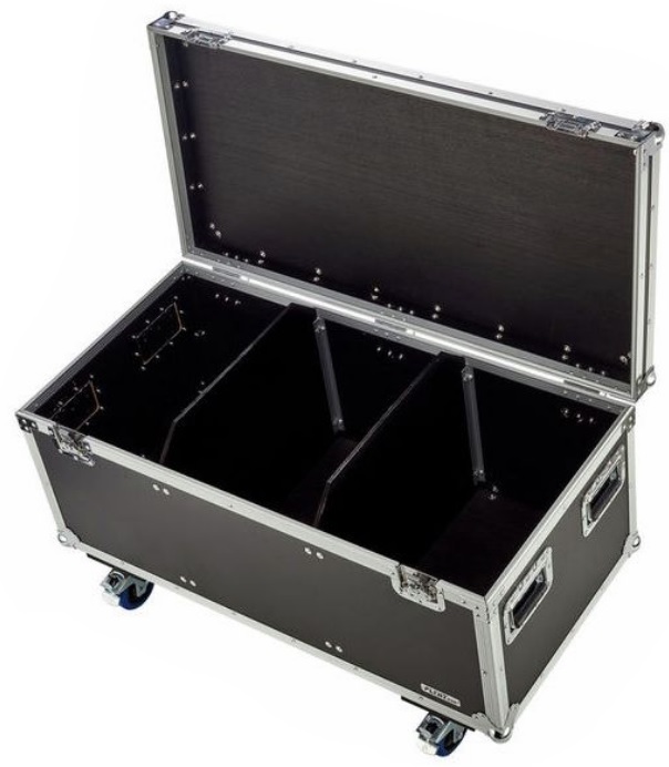 FLYHT PRO CABLE CASE 98x40x48 FLIGHT CASE 4 MANIGLIE 2 CHIUSURE 3 SCOMPARTI RUOTE 100MM 2+2 CON FRENO 2