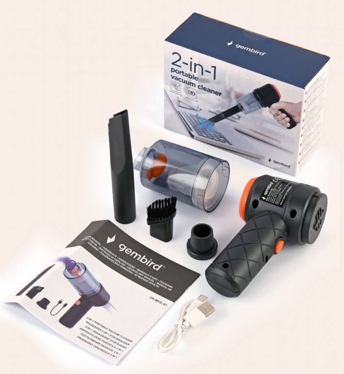 GEMBIRD CK-MVC-01 ASPIRAPOLVERE PORTATILE 2 IN 1 RICARICABILE USB PER TASTIERE PC INTERNI AUTO 4