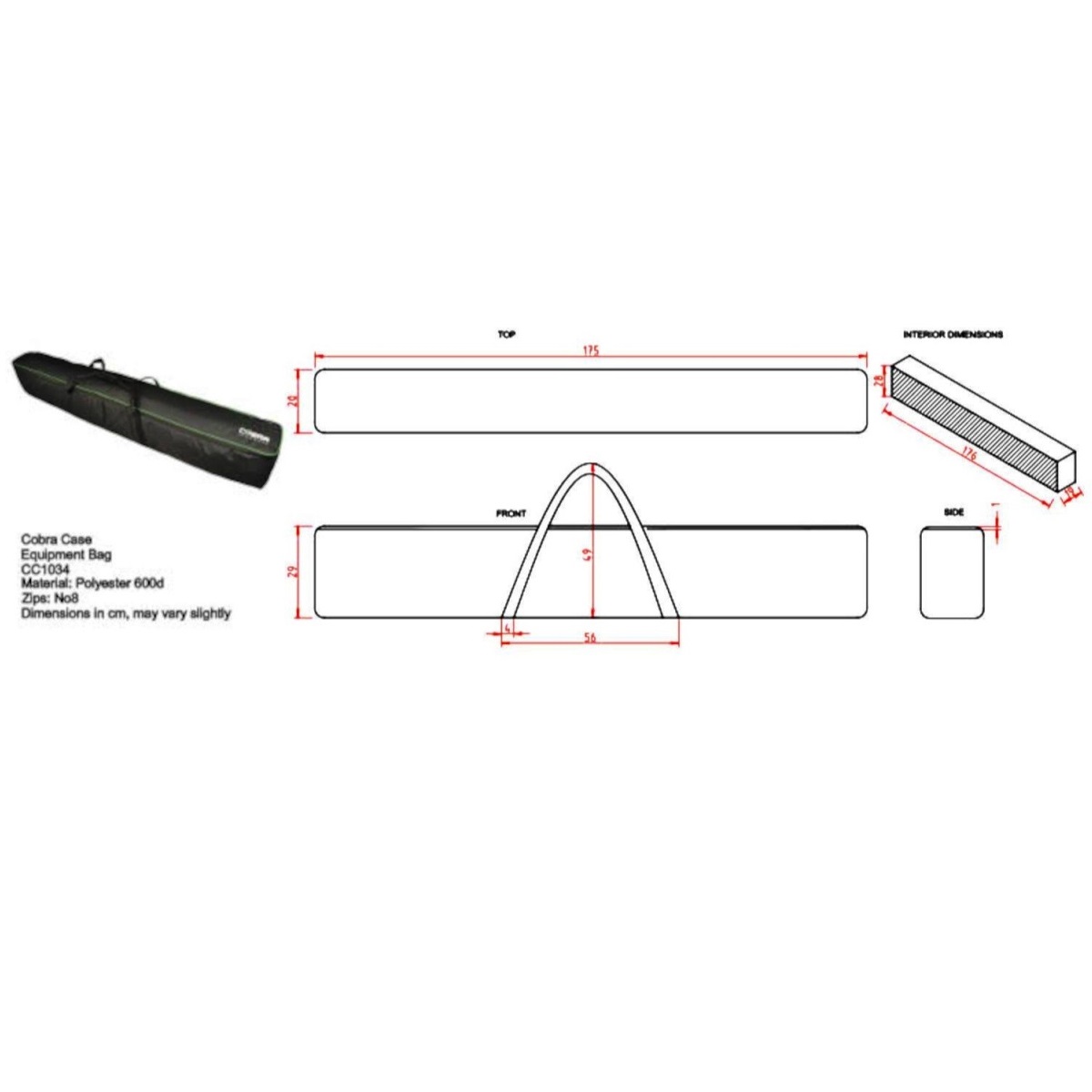 COBRA CC1034 BAG CUSTODIA PER WIND-UP BORSA IMBOTTITA 1750 X 190 X 280 MM 3