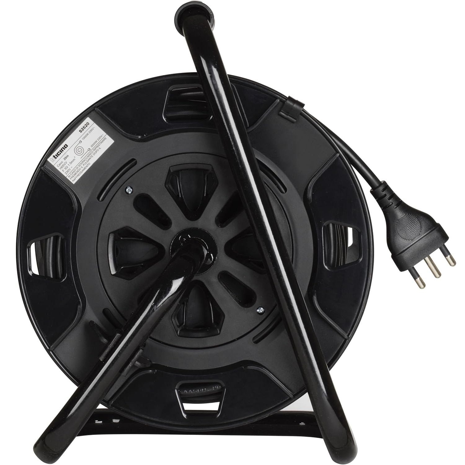 BTICINO S2620 PROLUNGA 20 METRI SU AVVOLGICAVO CON 4 PRESE UNEL SHUKO BIPASSO 4