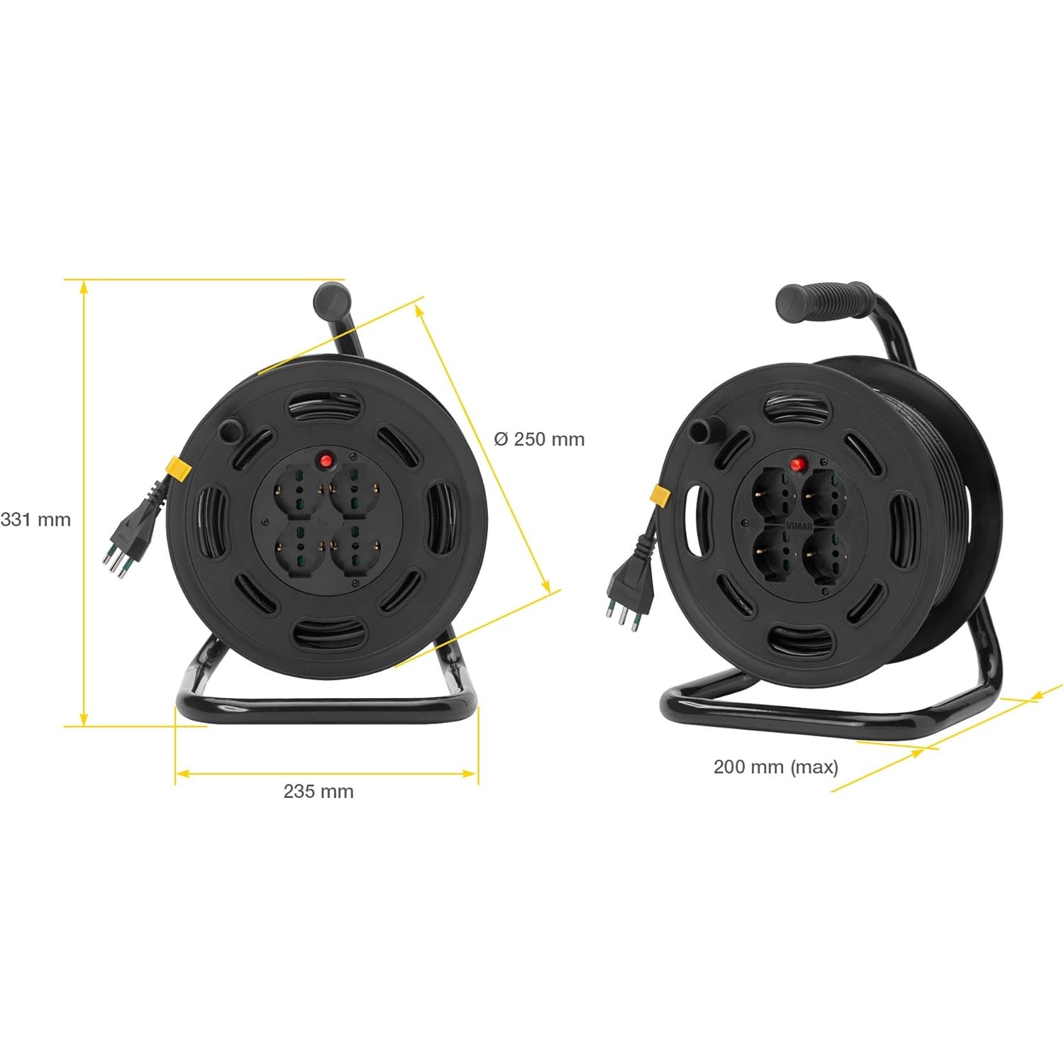 VIMAR 0P32731 PROLUNGA 30 METRI SU AVVOLGICAVO CON 4 PRESE UNEL SHUKO BIPASSO 2