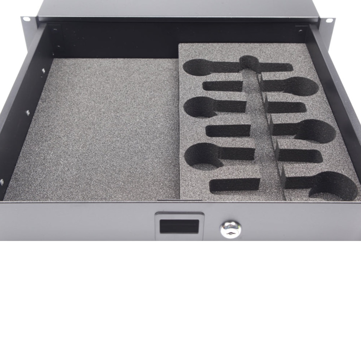 INSERTO PER CASSETTO RACK PER 6 MICROFONI SHURE SM57 SM58 BETA57 BETA58 CAVI CLAMPS ACCESSORI 1