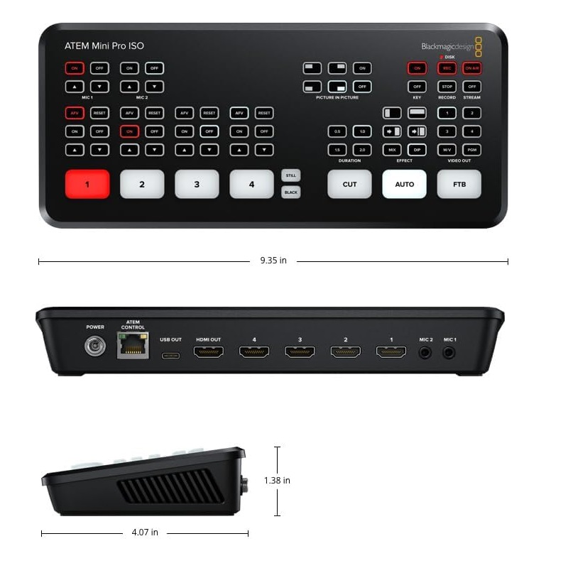 BLACKMAGIC DESIGN ATEM MINI PRO ISO MIXER VIDEO SWITCHER HDMI 4 CANALI 6