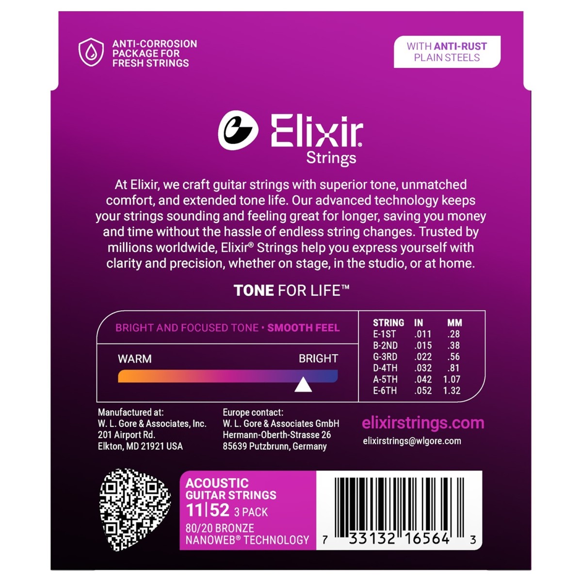 ELIXIR 3PACK PER CHITARRA ACUSTICA 11-52-1