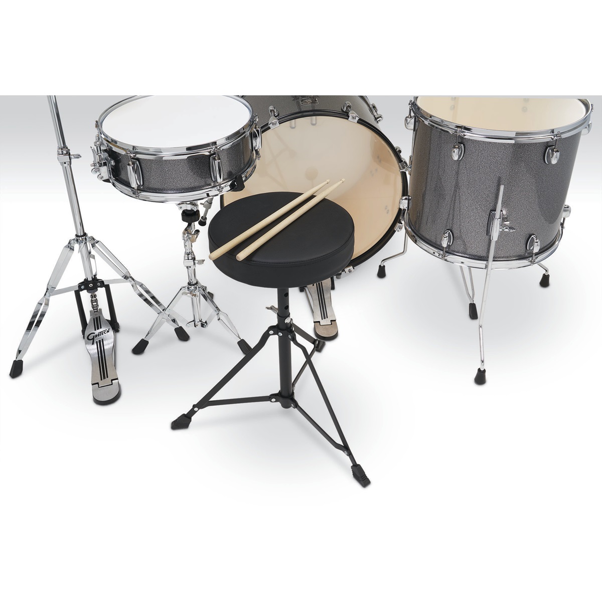 GRETSCH DRUMS RENEGADE 22 GREY SPARKLE BATTERIA STANDARD CON PIATTI E SGABELLO 4