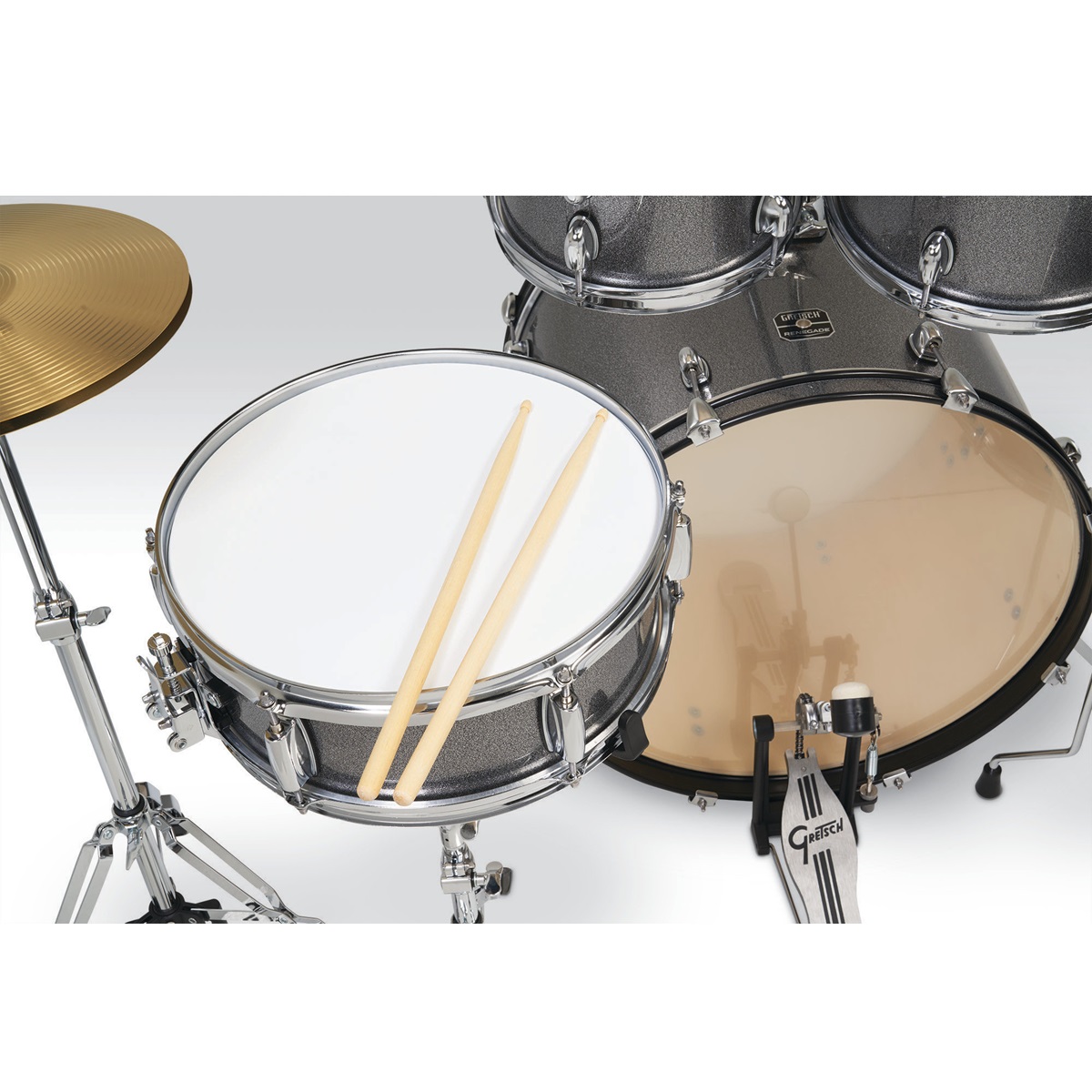 GRETSCH DRUMS RENEGADE 22 GREY SPARKLE BATTERIA STANDARD CON PIATTI E SGABELLO 6