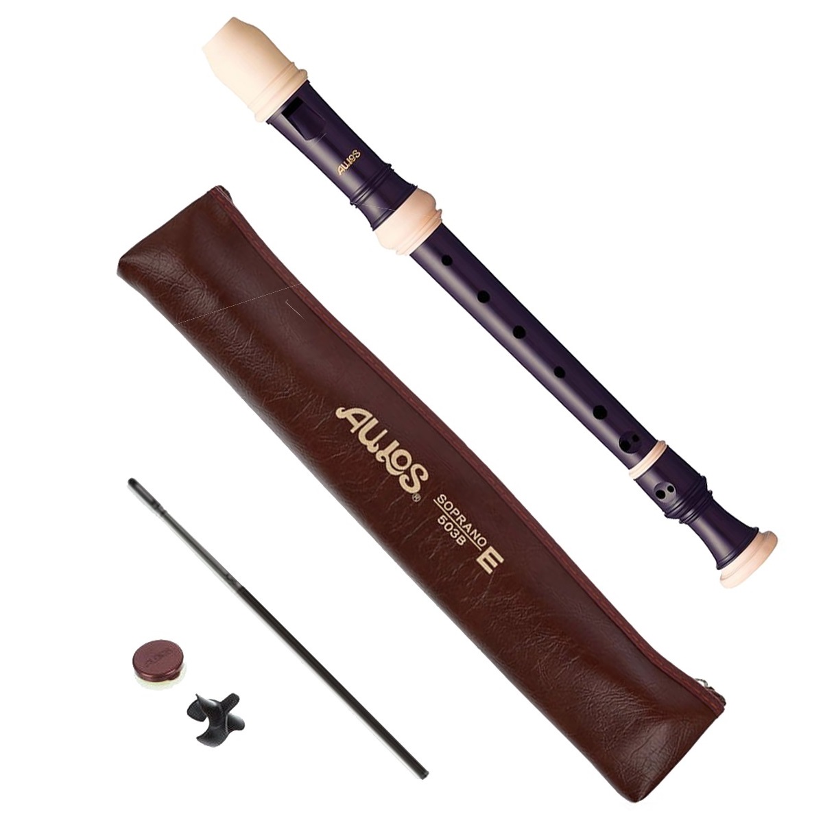 AULOS 503B SYMPHONY FLAUTO DOLCE SOPRANO DITEGGIATURA BAROCCA 3 PARTI MARRONE SCURO 7