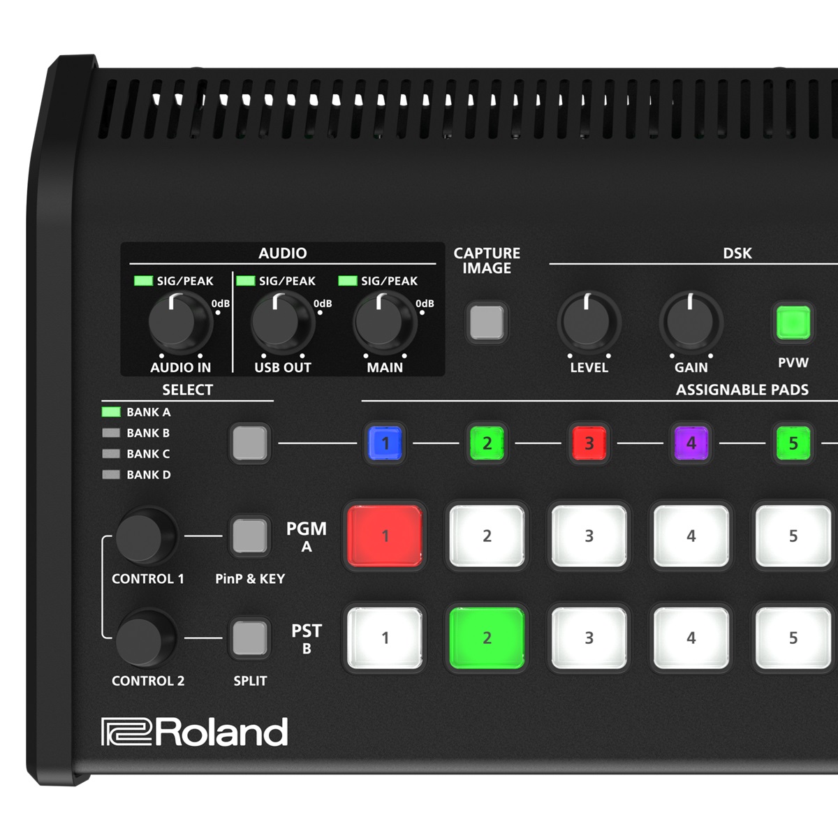 ROLAND V-1-4K MIXER VIDEO 4K-60P HDR HDMI 5-IN 5-OUT STREAMING USB FUNZIONE ROI 10
