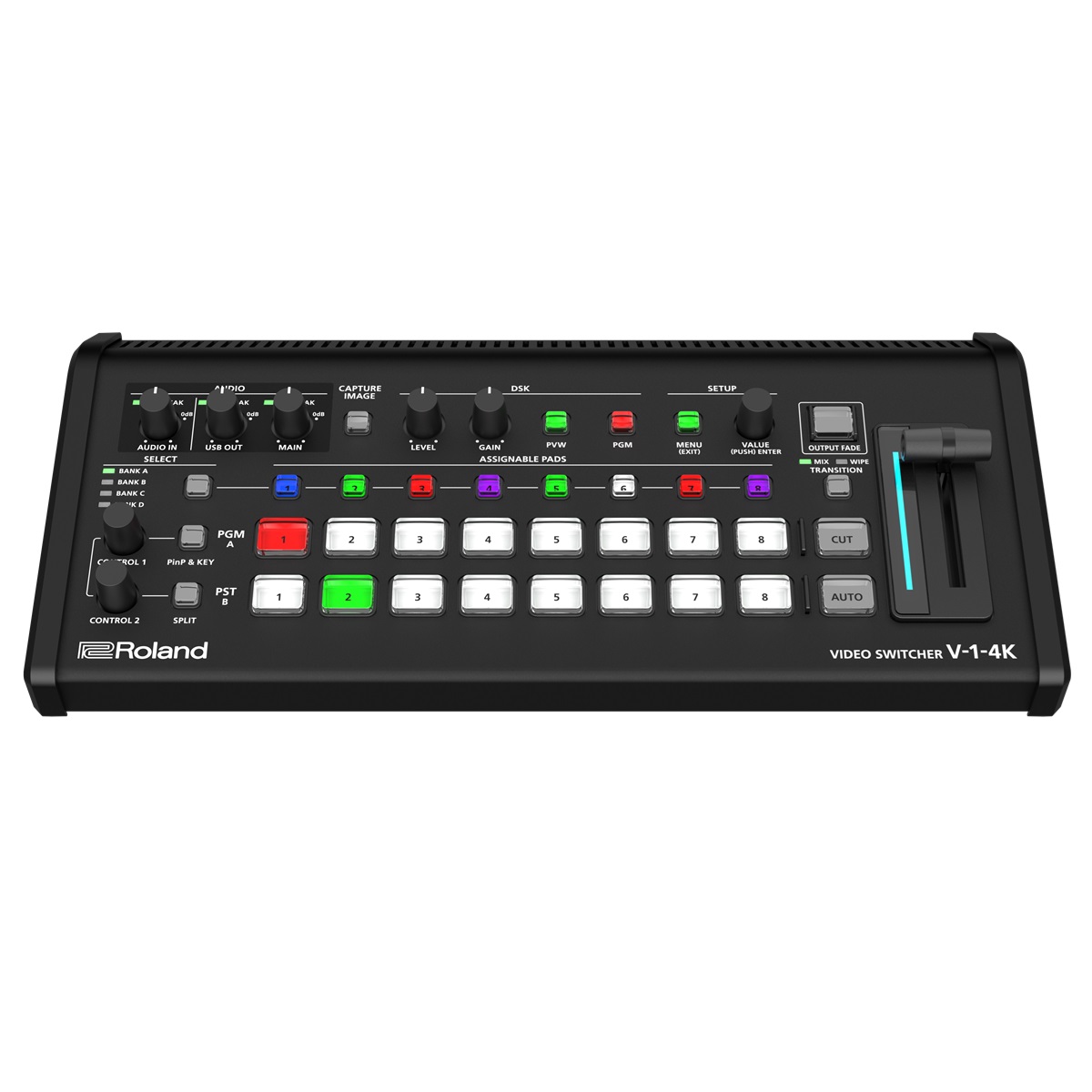 ROLAND V-1-4K MIXER VIDEO 4K-60P HDR HDMI 5-IN 5-OUT STREAMING USB FUNZIONE ROI 8